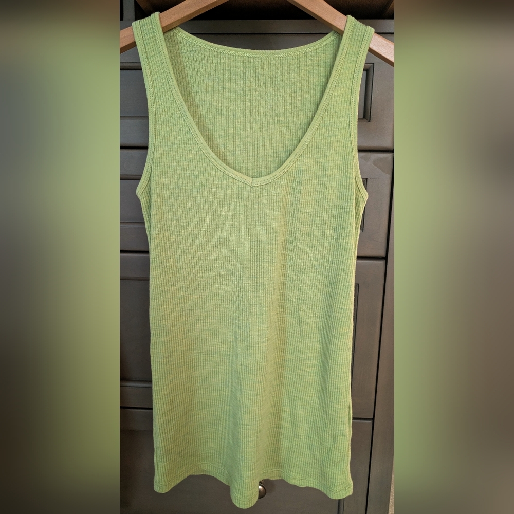 Woolx Women's XS Brooklyn Ribbed Tank in Key Lime